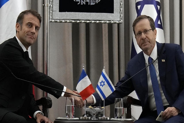 French President Emmanuel Macron Visits Tel Aviv To Show Support For Israel