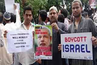 Supporters of Palestine during a protest in India.
