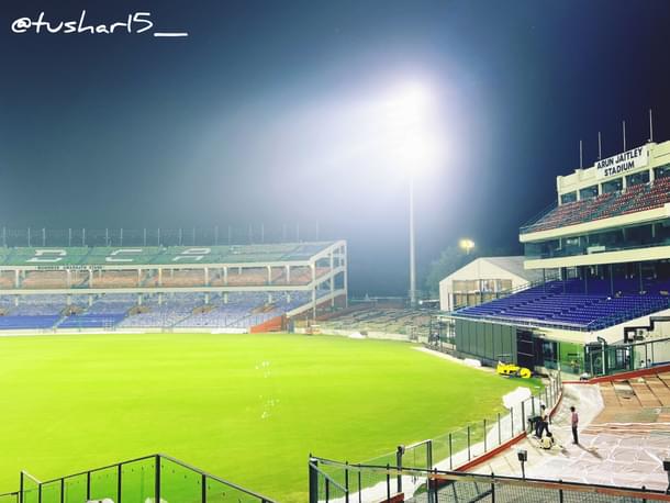 View from the pavilion, Arun Jaitley Stadium.