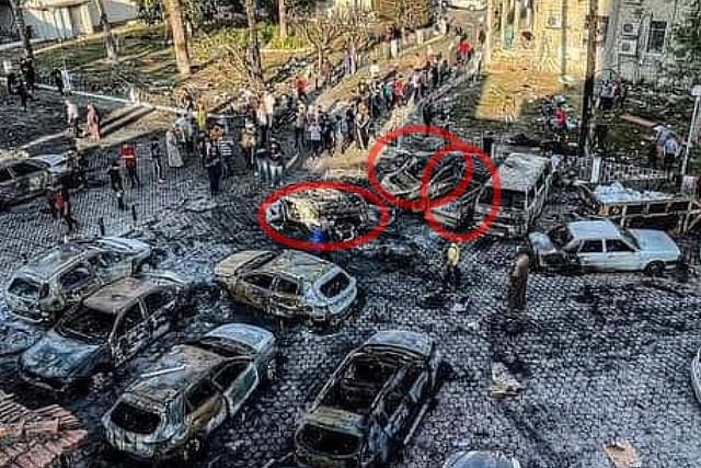 Still showing structural damage to the three cars, apart from the burnt cars in the parking lot. (Pic via @Nrg8000)