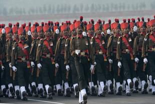Indian Army soldiers march during the Army Day parade in New Delhi. (RAVEENDRAN/AFP/GettyImages)