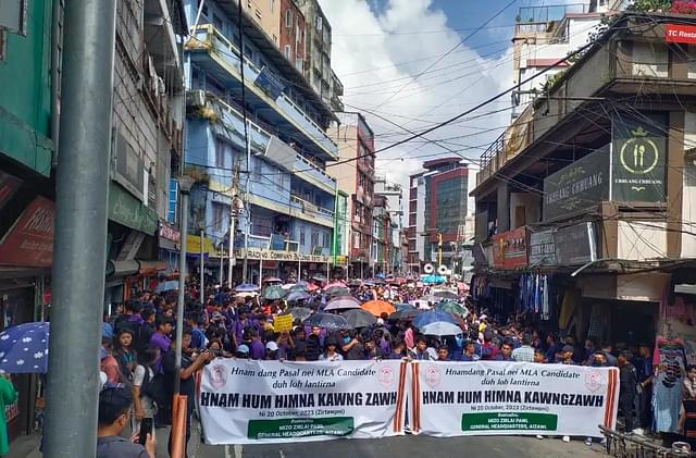 The protest rally in Aizawl