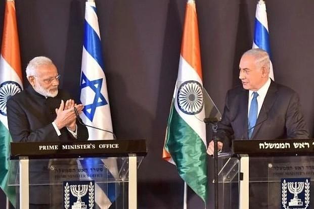 India’s PM Narendra Modi with Israeli PM Benjamin Netanyahu.