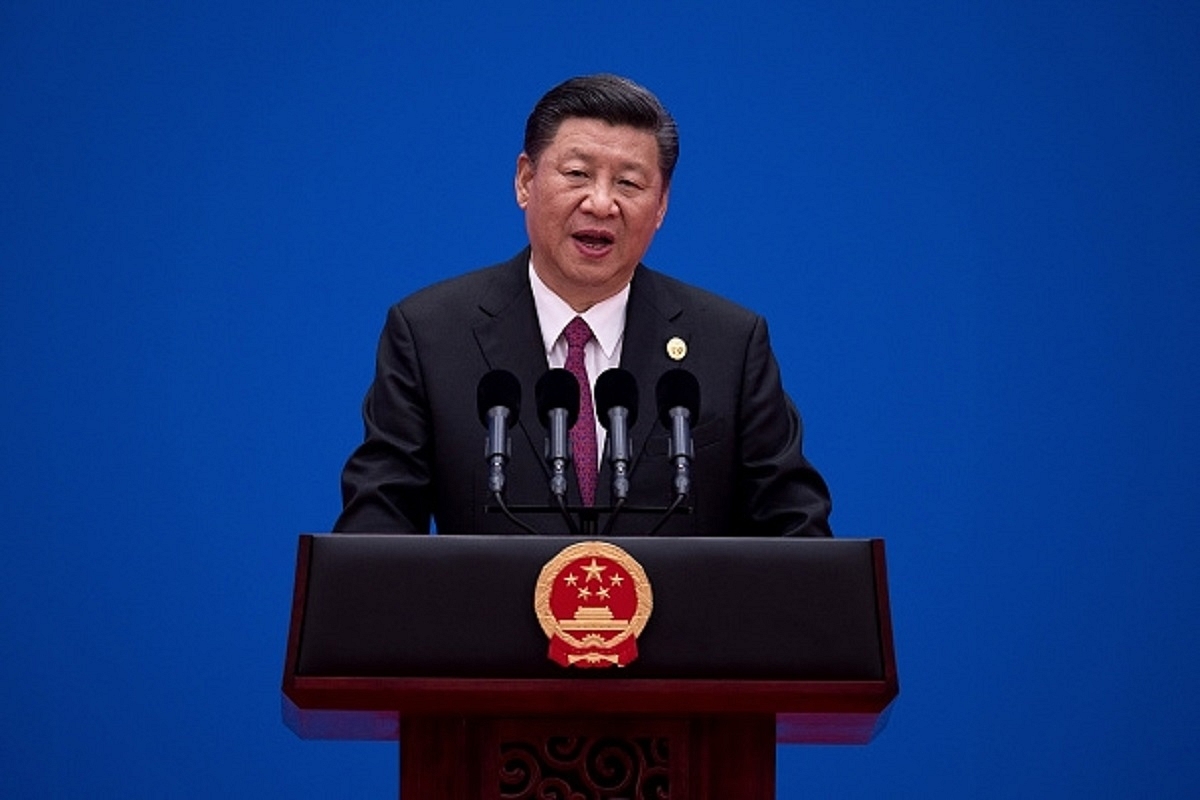Xi Jinping speaking at a Belt and Road Initiative conference in Beijing. (Photo by Nicolas Asfouri-Pool/Getty Images)