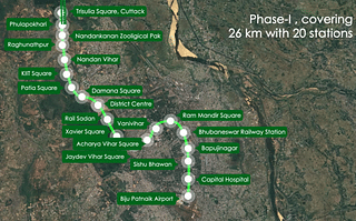 Bhubaneshwar Metro Phase 1 Alignment 