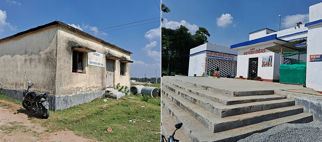 The older gram panchayat office and the new nagar panchayat office for Dobhi