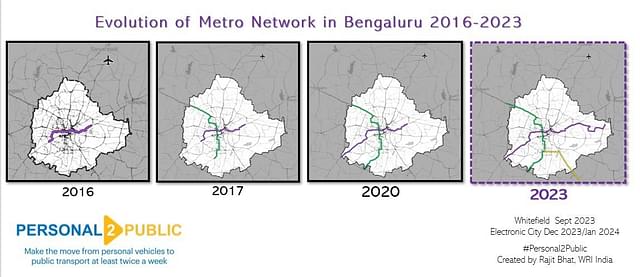 Evolution of Bengaluru's metro network (Source: Personal2Public)