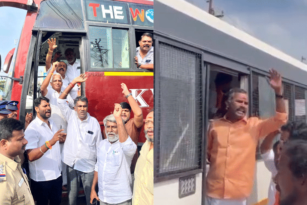 BJP leaders arrested in Coimbatore (L); Pattukkottai (R) (Twitter)