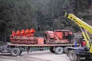 Parts of a drilling machine near the Silkyara tunnel in Uttarakhand.