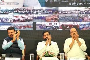 L to R: Dy CM Devendra Fadnavis, CM Eknath Shinde, Dy CM Ajit Pawar
