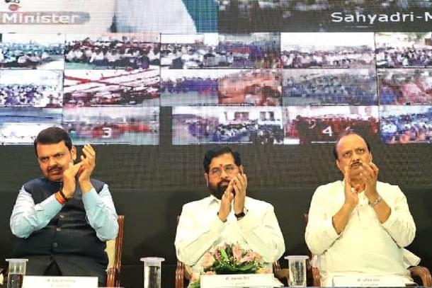 L to R: Dy CM Devendra Fadnavis, CM Eknath Shinde, Dy CM Ajit Pawar