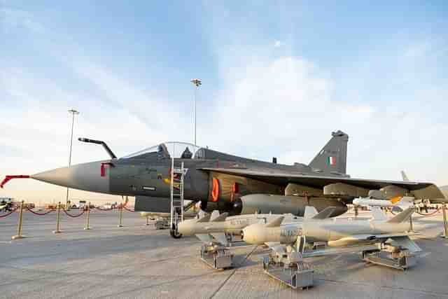 Tejas with Al-Tariq PGM on display. (Image via X/@_edgegroup)