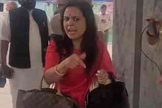 An angry Mahua Moitra walking out of the Ethics Panel hearing
