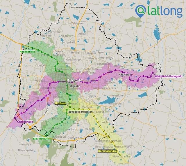 Metro's expanse with phase-2 completion of yellow line in 2024 (Source: latlong.ai)
