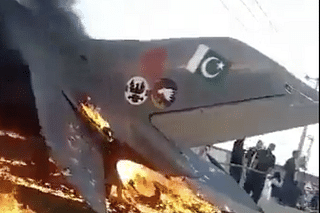 A PAF aircraft on fire (Pic Via Twitter)