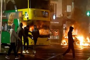 Violent protests erupted in Dublin following a knife attack near a school that left three children injured.