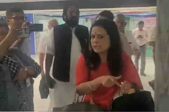 Mahua Moitra walking out (Still from ANI video)