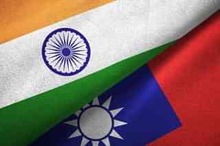 Flags of India and Taiwan. 