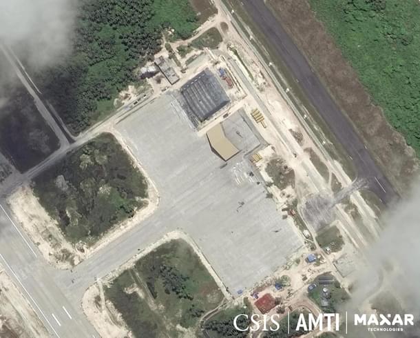 Hangars under construction on Agalega Island.