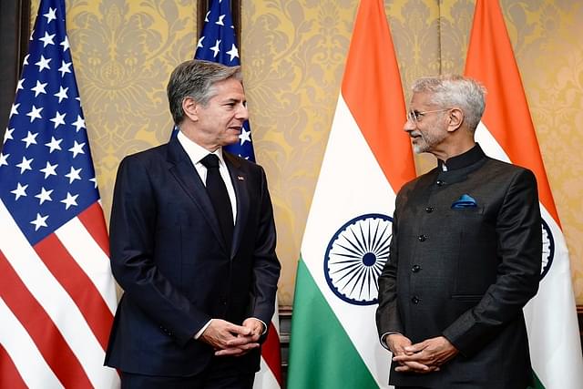 External Affairs Minister S Jaishanhar with US Secretary of State Anthony Blinken during the 2+2 ministerial dialogue. (Image via X @DrSJaishankar)