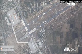 Images obtained by India Today via Planet Labs showing visible signs of damages on shed at the base.