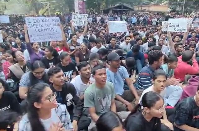 Protests at IIT-BHU demanding closed campus