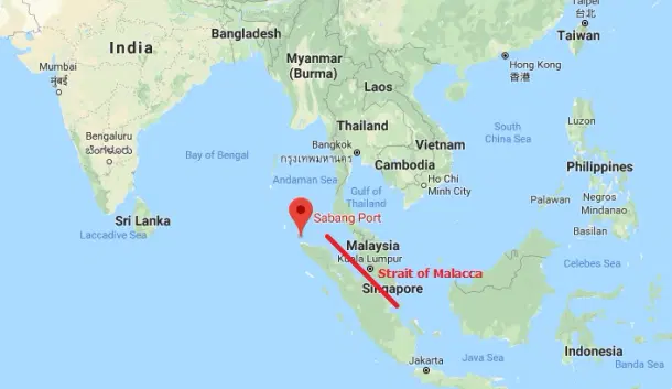 Malacca Strait on map (Eurasian Times)