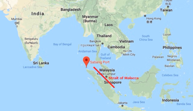 Malacca Strait on map (Eurasian Times)
