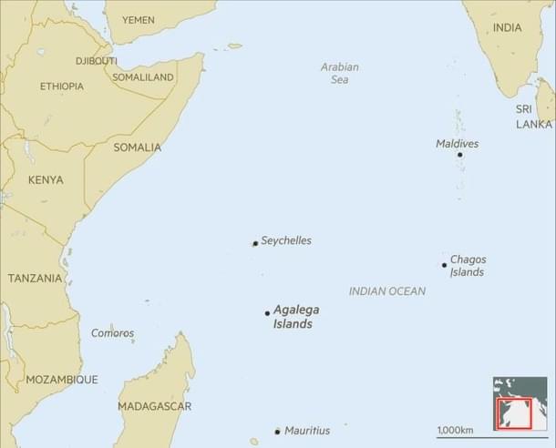 Location of Agalega island in the Indian Ocean.