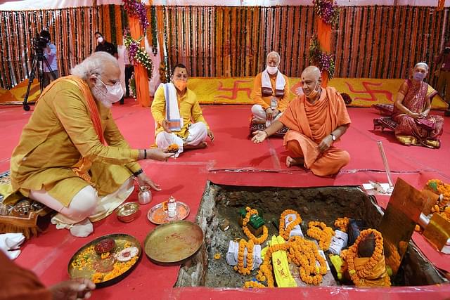 Prime Minister Narendra Modi at the Bhoomi Pujan of Ram Temple in Ayodhya.