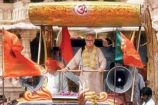 Lal Krishna Advani during his rath yatra (Picture via Twitter).