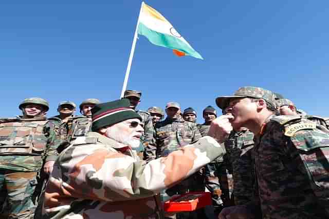 PM Modi celebarting Diwali with Indian Army Personnels in Lepcha, Himachal Pradesh