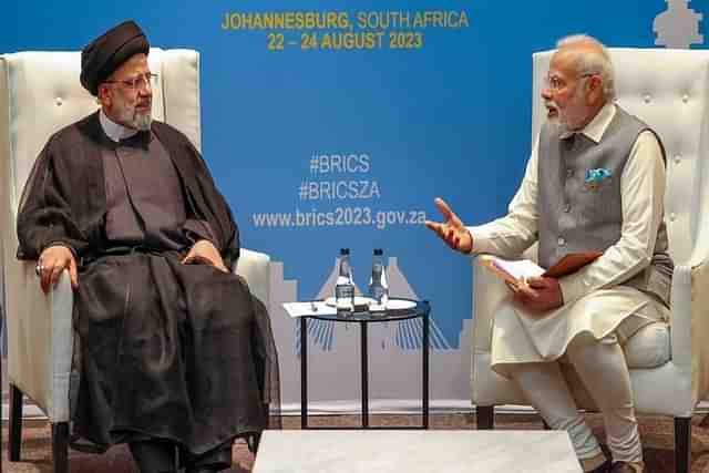 Iran President Seyyed Ebraham Raisi with Prime Minister Narendra Modi at the BRICS Summit 2023.