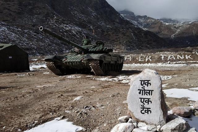 An Indian Army T-72 tank in high-altitude area. (Representative Image) (@Aditya_G_Social/Twitter)