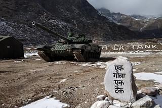An Indian Army T-72 tank in high-altitude area. (@Aditya_G_Social/Twitter)