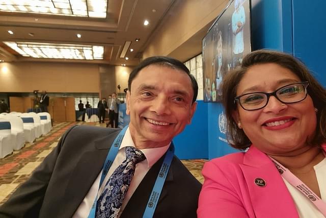 Bangladesh PM's daughter Saima Wazed clicks an image with fellow nominee, Nepal's Dr Acharya at the WHO regional meet in New Delhi. (X/@drSaimaWazed)