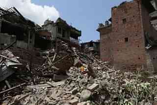 Damaged homes in Kathmandu after the 2015 earthquake. 
