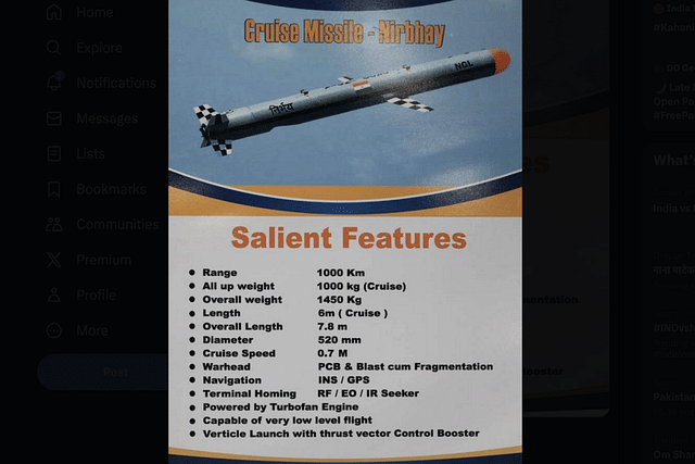 Poster of Nirbhay missile stating its specifications