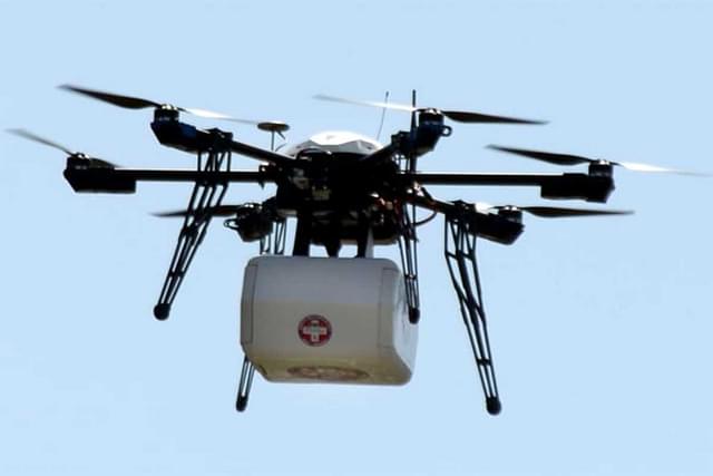 Logistics drone carrying a medical kit. (Pic via X @NewsIADN) (Representative Image)