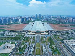 An aerial view of the newly built station on the Jinan-Zhengzhou high-speed railway