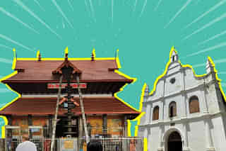 The Guruvayoor Temple (L) and the St. Francis Church, Kochi.