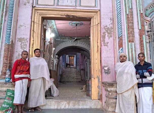 Students at one of the many gurukuls, who have moved from their hometowns to Ayodhya to gather vedic learnings.