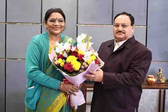 Renuka Singh with JP Nadda