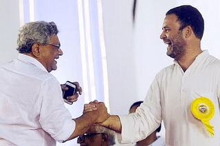 Sitaram Yechury of the CPI-M with Rahul Gandhi.