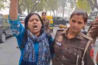 Woman demonstrator apprehended outside parliament
