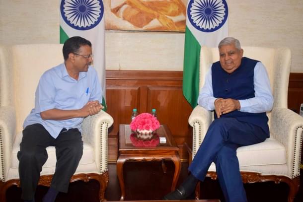Arvind Kejriwal with Jagdeep Dhankhar