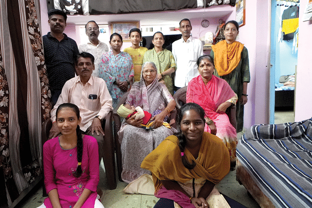 Vilas Jadhav, who lost his father Sadashiv Jadhav in the Sabarmati Express tragedy, along with his family (Sharan Setty/Swarajya)