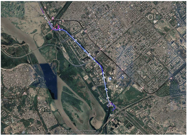 Alignment of elevated corridor from Mayur Vihar Flyover To Mahamaya Flyover
