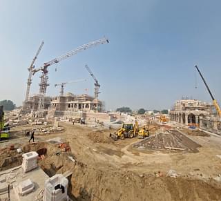The temple and the perkota under construction (Photo: Shri Ram Janmabhoomi Teerth Kshetra)