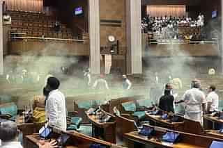 Smoke inside Parliament following the security breach.